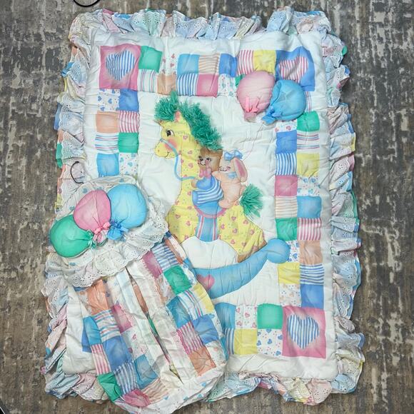 Vintage Red Calliope Baby Nursery Crib Bedding 2 piece Comforter set 1993 - Picture 1 of 10